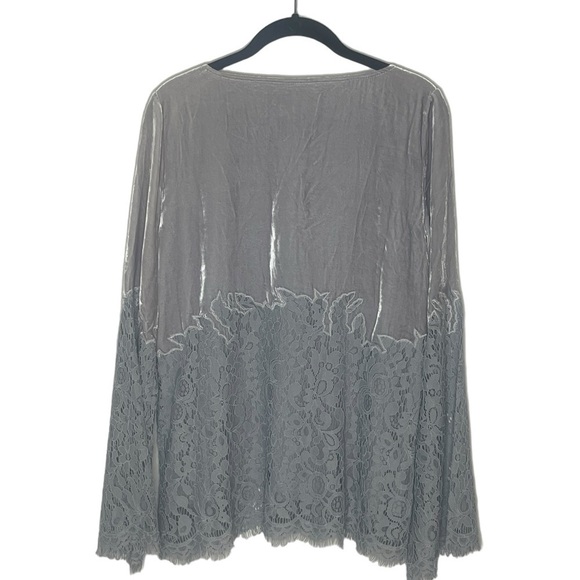 SUNDANCE Gray Velvet/Lace Blouse - Picture 3 of 6